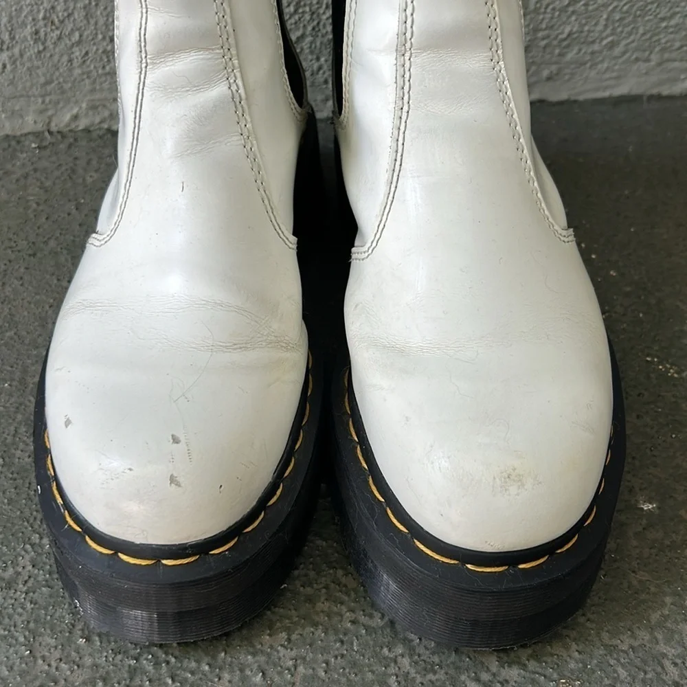 Dr. Martens 2976 Quad White Leather Platform Chelsea Boots US Size 7 Men's UK 6